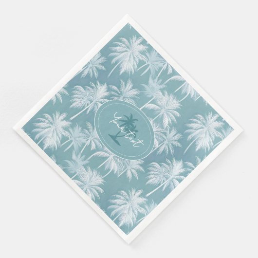 Hawaiian Palm Tree Silhouette Muster Aquamarin ID1 Serviette (Ecke)