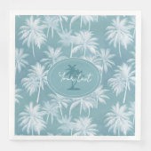 Hawaiian Palm Tree Silhouette Muster Aquamarin ID1 Serviette (Vorderseite)