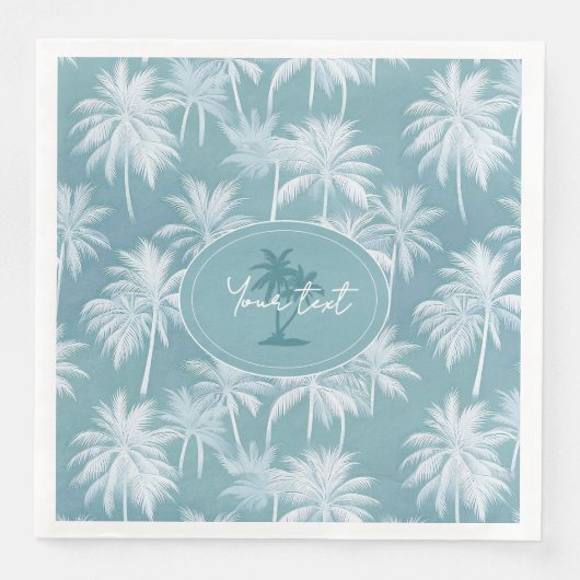 Hawaiian Palm Tree Silhouette Muster Aquamarin ID1 Serviette (Vorderseite)