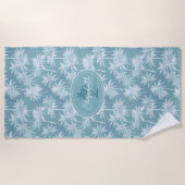Hawaiian Palm Tree Silhouette Muster Aquamarin ID1 Strandtuch (Vorderseite)