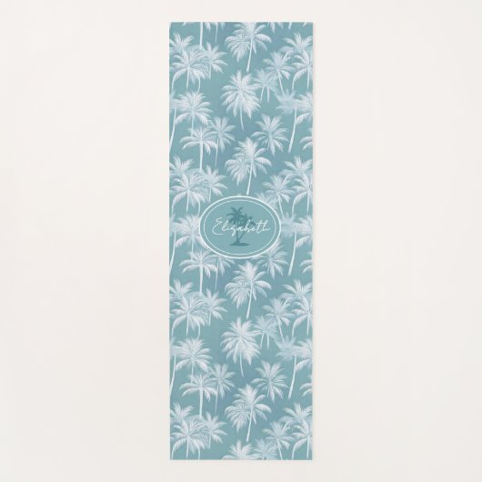Hawaiian Palm Tree Silhouette Muster Aquamarin ID1 Yogamatte (Vorderseite)