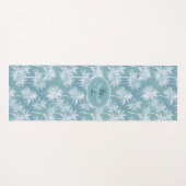 Hawaiian Palm Tree Silhouette Muster Aquamarin ID1 Yogamatte (Vorderseite (Horizontal))