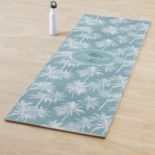 Hawaiian Palm Tree Silhouette Muster Aquamarin ID1 Yogamatte (Beispiel)