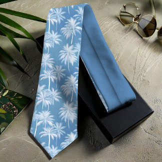 Hawaiian Palm Tree Silhouette Muster Blue ID1093 Krawatte