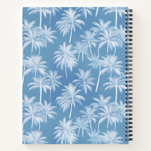 Hawaiian Palm Tree Silhouette Muster Blue ID1093 Notizblock (Rückseite)