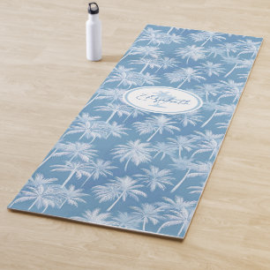 Hawaiian Palm Tree Silhouette Muster Blue ID1093 Yogamatte