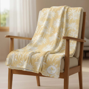 Hawaiian Palm Tree Silhouette Muster Gold ID1093 Fleecedecke