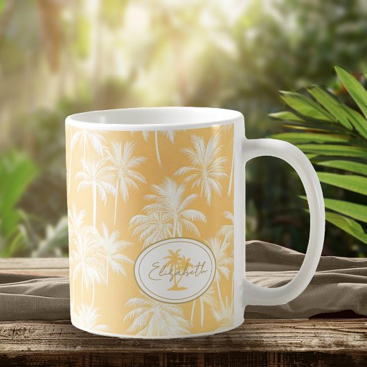 Hawaiian Palm Tree Silhouette Muster Gold ID1093 Kaffeetasse