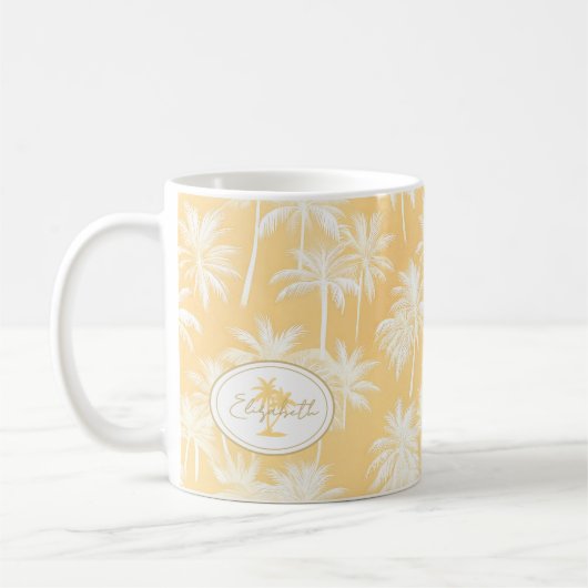 Hawaiian Palm Tree Silhouette Muster Gold ID1093 Kaffeetasse (Links)