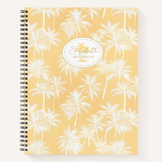 Hawaiian Palm Tree Silhouette Muster Gold ID1093 Notizblock (Vorderseite)