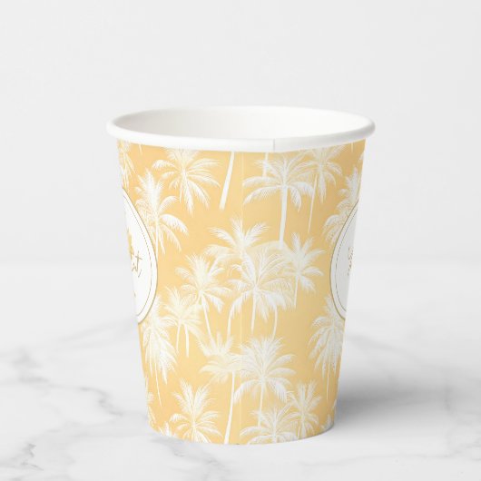 Hawaiian Palm Tree Silhouette Muster Gold ID1093 Pappbecher (Rechts)