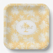 Hawaiian Palm Tree Silhouette Muster Gold ID1093 Pappteller (Vorderseite)