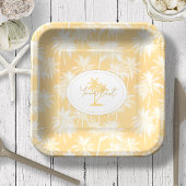 Hawaiian Palm Tree Silhouette Muster Gold ID1093 Pappteller