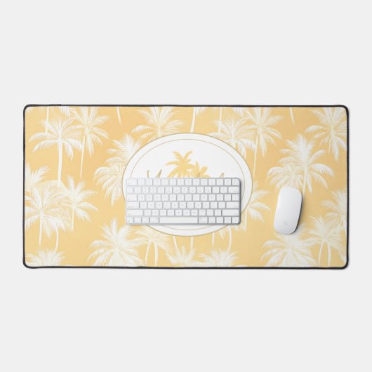 Hawaiian Palm Tree Silhouette Muster Gold ID1093 Schreibtischunterlage (Tastatur & Maus)