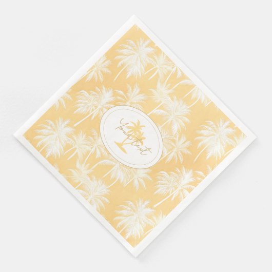 Hawaiian Palm Tree Silhouette Muster Gold ID1093 Serviette (Ecke)