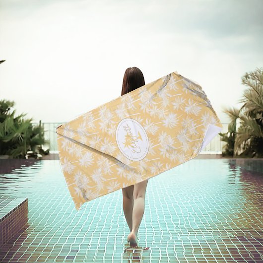 Hawaiian Palm Tree Silhouette Muster Gold ID1093 Strandtuch