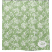 Hawaiian Palm Tree Silhouette Muster Green ID1093 Duschvorhang (Vorderseite)