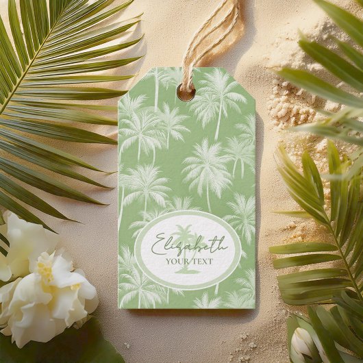 Hawaiian Palm Tree Silhouette Muster Green ID1093 Geschenkanhänger