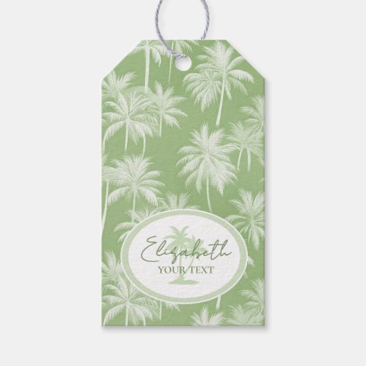 Hawaiian Palm Tree Silhouette Muster Green ID1093 Geschenkanhänger (Vorderseite)