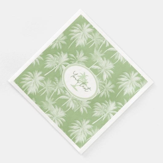 Hawaiian Palm Tree Silhouette Muster Green ID1093 Serviette (Ecke)