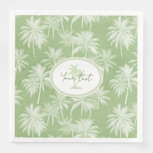 Hawaiian Palm Tree Silhouette Muster Green ID1093 Serviette (Vorderseite)