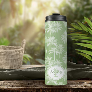 Hawaiian Palm Tree Silhouette Muster Green ID1093 Thermosbecher