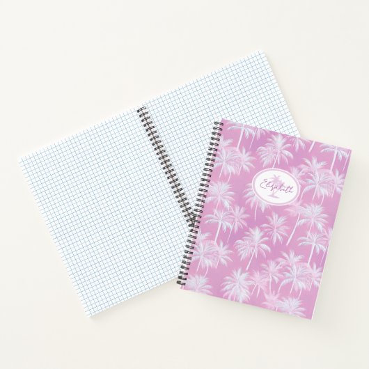 Hawaiian Palm Tree Silhouette Muster Plum ID1093 Notizblock (Innenseite)