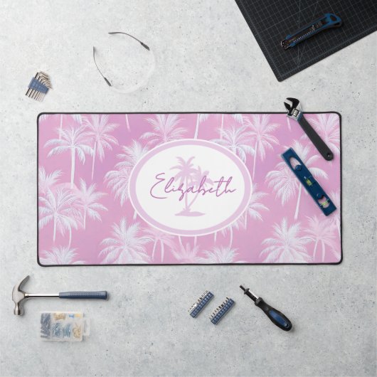 Hawaiian Palm Tree Silhouette Muster Plum ID1093 Schreibtischunterlage (Arbeitsplatz)