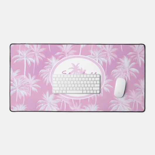 Hawaiian Palm Tree Silhouette Muster Plum ID1093 Schreibtischunterlage (Tastatur & Maus)