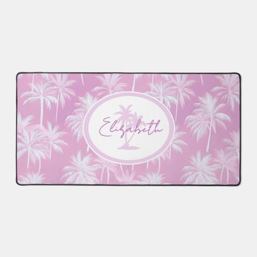 Hawaiian Palm Tree Silhouette Muster Plum ID1093 Schreibtischunterlage (Vorderseite)