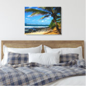 Hawaiian Palm Tree Wrapped Canvas Leinwanddruck (Insitu (Schlafzimmer))