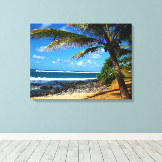 Hawaiian Palm Tree Wrapped Canvas Leinwanddruck (Insitu (Holzboden))