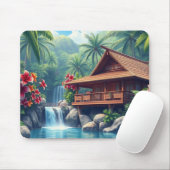 Hawaiian Paradise Tropical Bungalow Mouse Pad Mousepad (Mit Mouse)