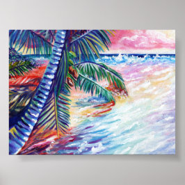 Hawaiian Paradise Tropical Seascape Palmen Bäume Poster