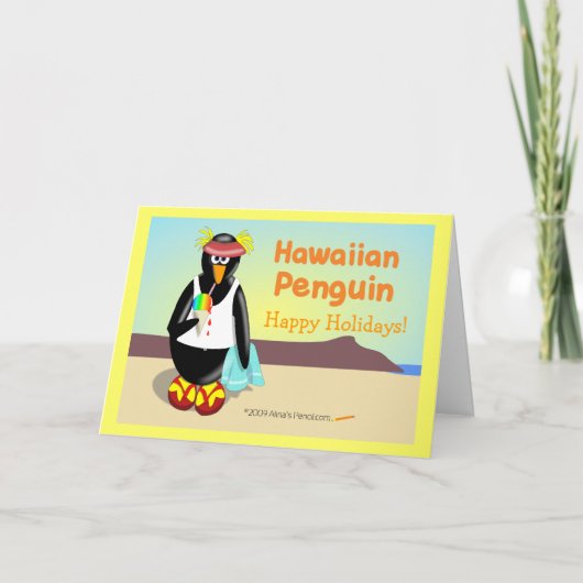 Hawaiian Penguin Holiday Grußkarte Feiertagskarte (Vorderseite)