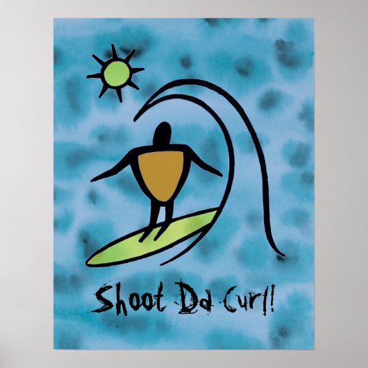 Hawaiian Petroglyph Surfer Reiten the Waves Poster (Vorne)
