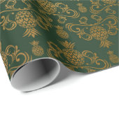 Hawaiian Pineaple Emerald Green Gold Geschenkpapier (Rolleneckpunkt)