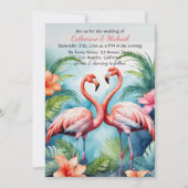 Hawaiian Pink Flamingo Hibiskus QR Code Wedding Einladung (Vorderseite)
