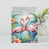 Hawaiian Pink Flamingo Hibiskus Wedding Dankeskarte (Stehend Vorderseite)