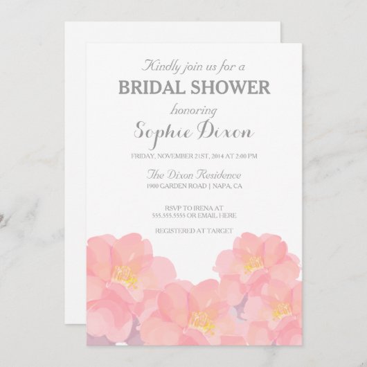 Hawaiian Pink Floral Bridal Dusche Einladung (Vorne/Hinten)