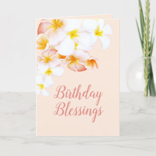 Hawaiian Plumeria Frangipani Happy Birthday Card Karte