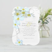 Hawaiian Plumeria White Wedding Einladung (Stehend Vorderseite)