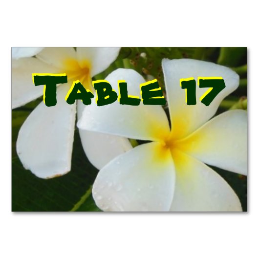 Hawaiian Plumerias Tischnummer (Rückseite)