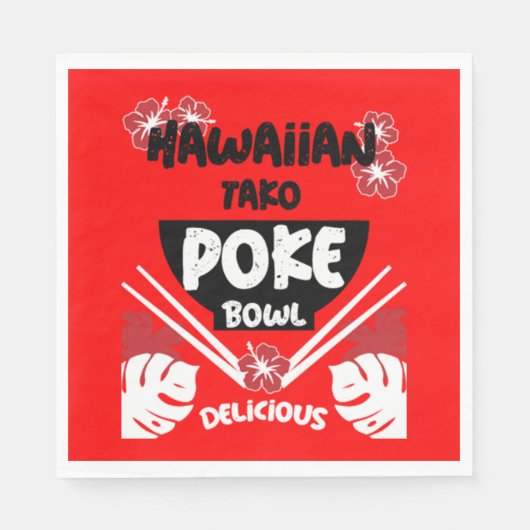 Hawaiian Poke Bowl Tako Poke Serviette (Vorderseite)