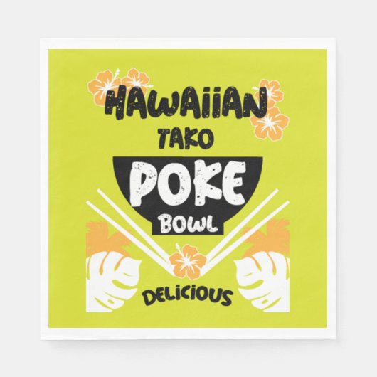 Hawaiian Poke Bowl Tako Poke Serviette (Vorderseite)