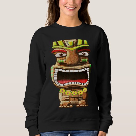 Hawaiian Polynesian Tiki Statue Sweatshirt (Vorderseite)