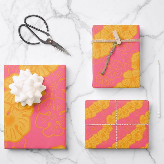Hawaiian Print ilima lei Geschenkpapier Set (Vorderseite)