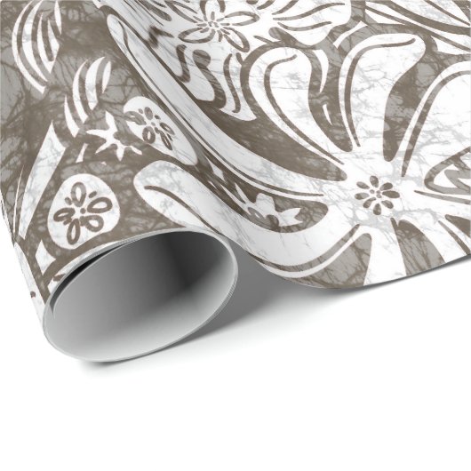 Hawaiian Print Naupakilima tiare Blume Geschenkpapier (Rolleneckpunkt)