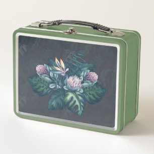 Hawaiian Protea und Monstera Retro Lunch Box