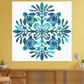 Hawaiian Quilt Honu (Meeresschildkröte) Leinwanddruck (Insitu (Wohnzimmer))